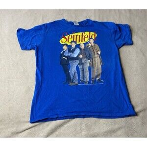 Vintage Seinfeld Cast T Shirt YOUTH Size M Comedy Sitcom Blue